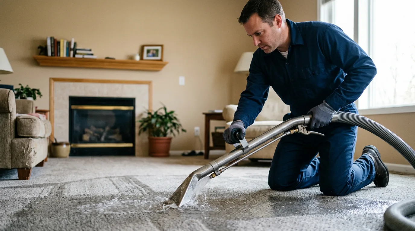 Water damage restoration technician working near Colebrook, NH